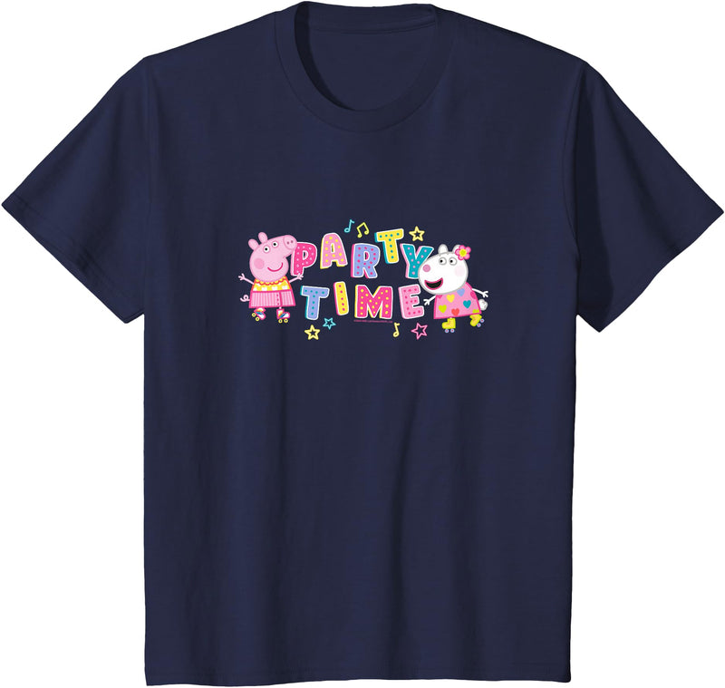 Peppa Pig Party Time Peppa & Suzy Logo Youth T-Shirt - Navy Blue