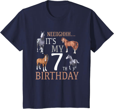 OMG Its My Birthday Happy Birthday Shirts Kids Its My 7th Birthday Shirt Horse Lover 7 Year Old Birthday T-Shirt
