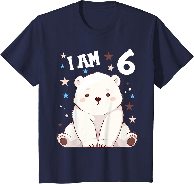 6 years old 6th birthday Polar Bear 6 Years old 6 birthday Polar Bears Boy girl Polar Bear T-Shirt - Navy Blue