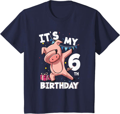 Its My 6th Birthday 6 Year Old Pig Birthday T-Shirt