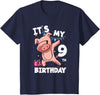 Pig Birthday Outfit for Boys Girls Party Supplies Its My 9th Birthday 9 Year Old Pig Birthday T-Shirt - Navy Blue