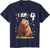4 years old 4th birthday Bear Kids 4 Years old 4 birthday Bears Boy Girl Bear T-Shirt - Navy Blue