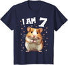 7 Years old 7 birthday Hamsters Boy Girl Hamster T-Shirt - Navy Blue