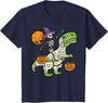 Toddler Boy Halloween Shirts For Boys Kids Kids Skeleton Dino Pumpkin Halloween Costume Toddler Boys Kids T-Shirt - Navy Blue