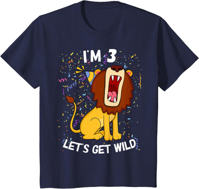 Kids 3 Year Old 3rd Birthday Party Lion T-Shirt