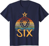 6 Birthday Lion Vintage Design Lion Birthday 6 Year Old Lion 6th Birthday Boy Girl T-Shirt - Navy Blue