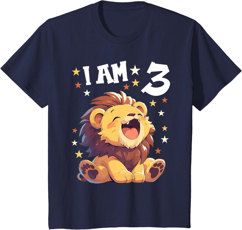 3 years old 3rd birthday Lion 3 Years old 3 birthday Lions Boy Girl Lion T-Shirt - Navy Blue