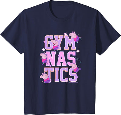 Kids Peppa Pig Gymnastics Stacked Text T-Shirt