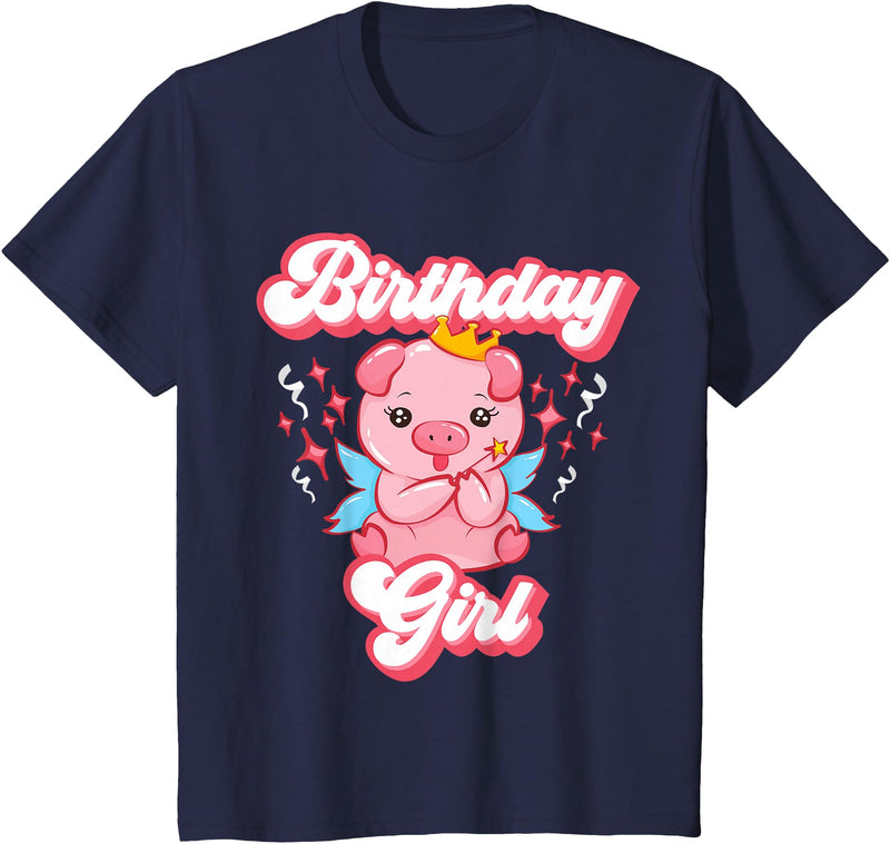 Pig Piggy Piglet Birthday Shirts and Gifts Pig Birthday Party Cute Girl Piggy Piglet Girls Gift T-Shirt - Navy Blue