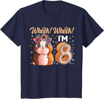 Guinea Pig 8 Year old Cavy 8th Birthday Toddler Boy Girl T-Shirt