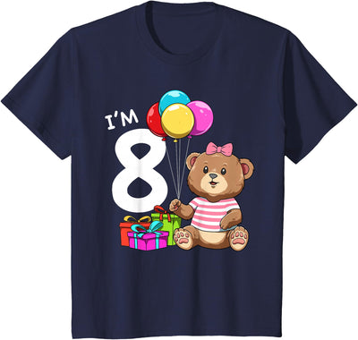 Kids Eight Birthday Teddy Bear - 8 Year Old Girl T-Shirt