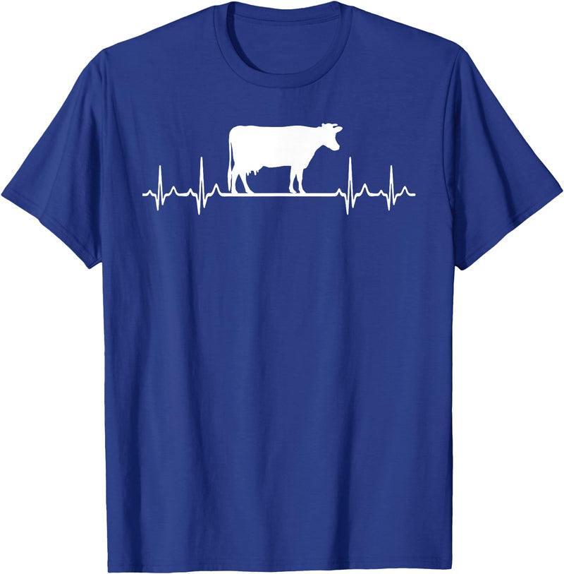 Farm and Holstein Cow for Men and Cattle Clothing Heartbeat Pulse ECG - Holstein Rancher For Cattle Farmer T-Shirt - Royal