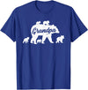 Matching Bear Family Apparel Vintage Grandpa Bear with 5 Cub Father's Day T-Shirt - Royal Blue