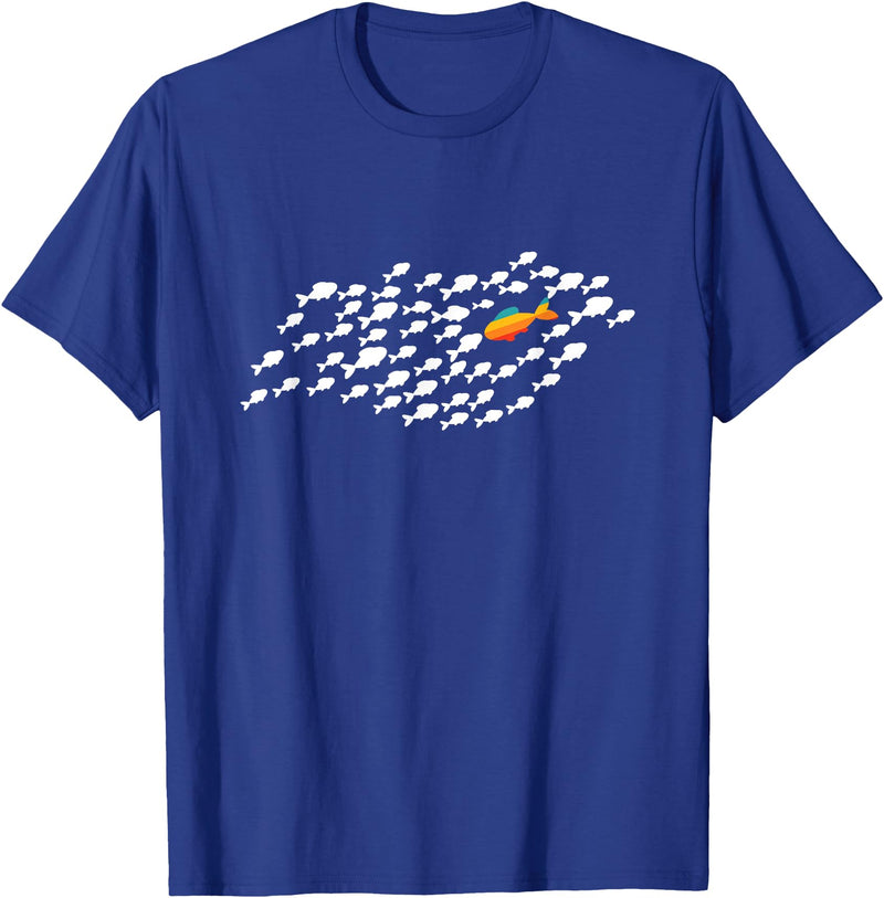 Fish Swimming Against The Current Be Yourself Gift Unisex-Adults, Kids Black Modern Casual T-Shirt - Royal Blue
