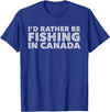 Fishing Trip Buddies Funny Designs I'd Rather Be Fishing In Canada Unisex-Adults Black Short Sleeve Classic Fit T-Shirt - Royal Blue