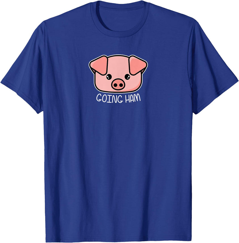 Funny Video Game Clothing Gifts for Gamers Going Ham - Funny Gamer and BBQ Chef Pig Gift T-Shirt - Royal Blue