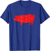 Carnivore Grilling Gifts For Butchers Pig Cuts Pork Chops Bacon Butt Butcher Costume Pigs Diagram T-Shirt - Royal Blue