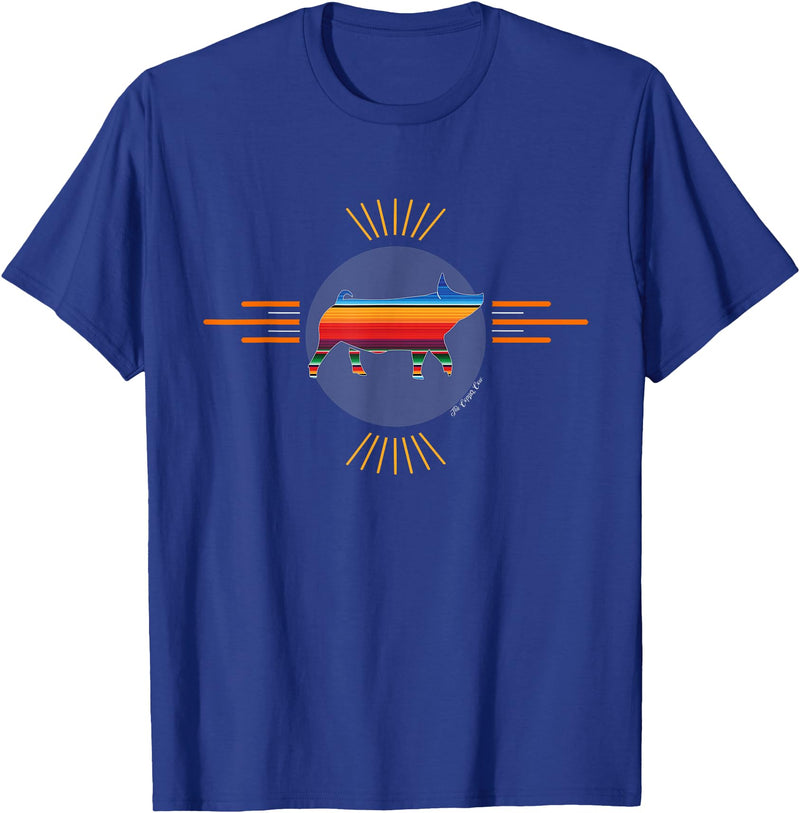 Copper Cow Serape Show Pig Livestock T-Shirt - Royal Blue
