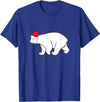 Polar Bear Xmas Pajama Polar Bear With Santa Hat Xmas Winter Christmas Pajama T-Shirt - Royal Blue