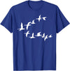 Marron Bear Birds In Flight, V Pattern Flock Of Geese T-Shirt - Royal Blue