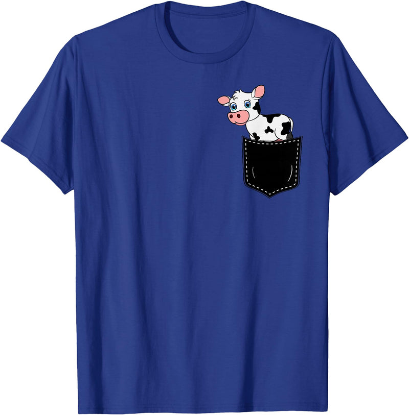 In My Your Pocket Food, Animales, Birds, Fish Pocket Animal Cute Cow Funny Cow Lover Adorable Pocket Cow T-Shirt - Royal Blue