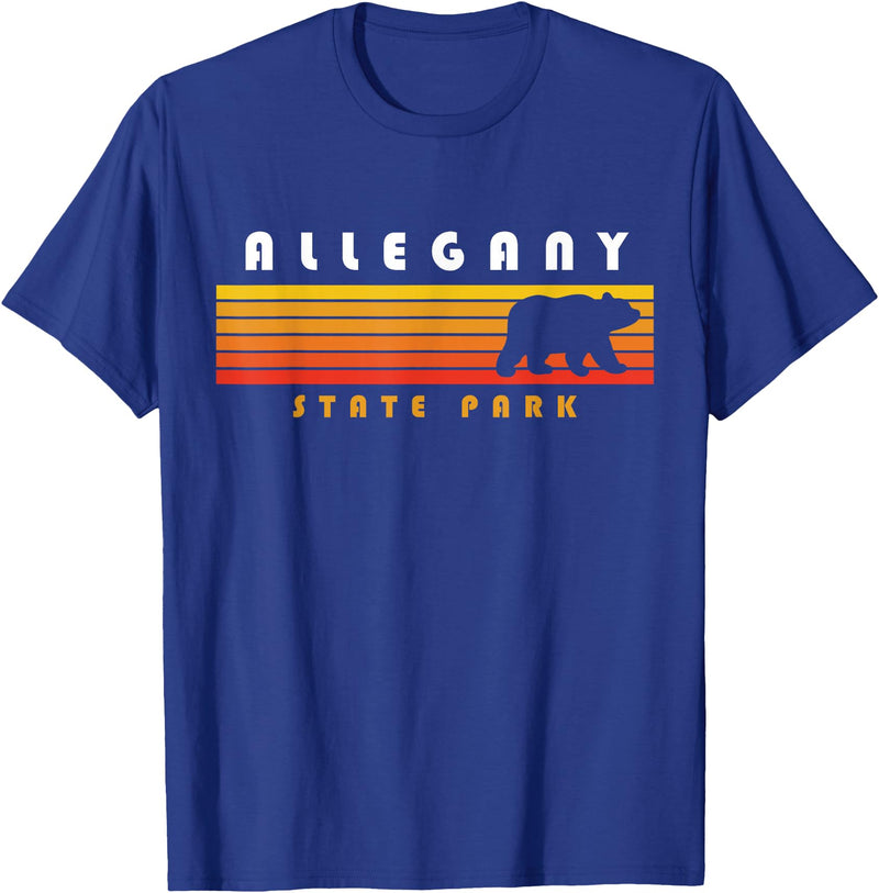 Allegany State Park Hiking Allegany State Park Camping New York Bear Retro T-Shirt - Royal Blue