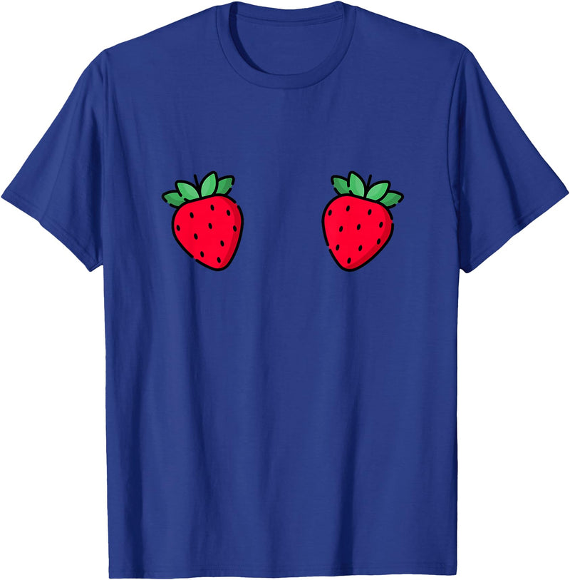 Fruit Boobs Co Strawberry Fruit Boobs Funny Summer Food T-Shirt - Royal Blue