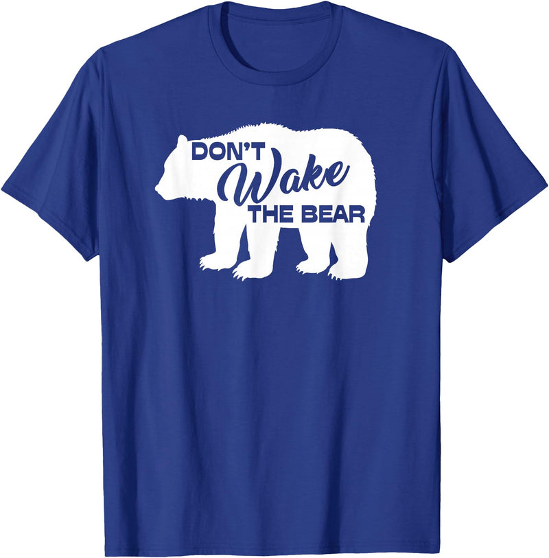 Don't Wake The Bear Hibernate Designs Don't Wake The Bear Funny Bear Silhouette Graphic Sleeping T-Shirt - Royal Blue
