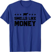 Calf to Cow Farming Apparel Smells Like Money Retro 90s Dairy Farm Gift Shirt T-Shirt - Royal Blue