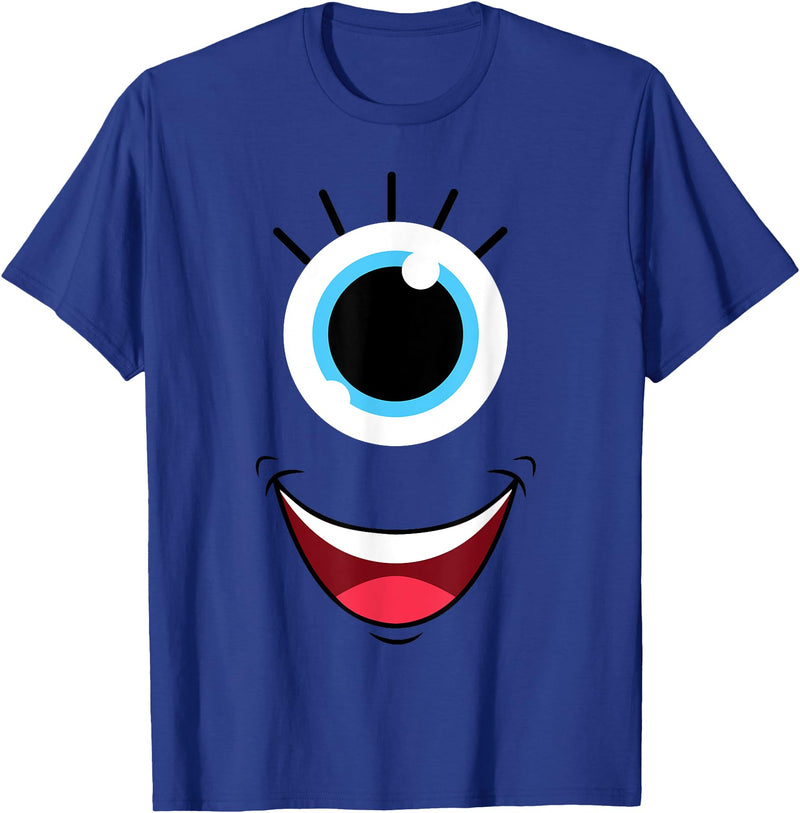 Planet Monster Face Funny Scary Monster Eyeball Face Easy Halloween Costume T-Shirt - Royal Blue