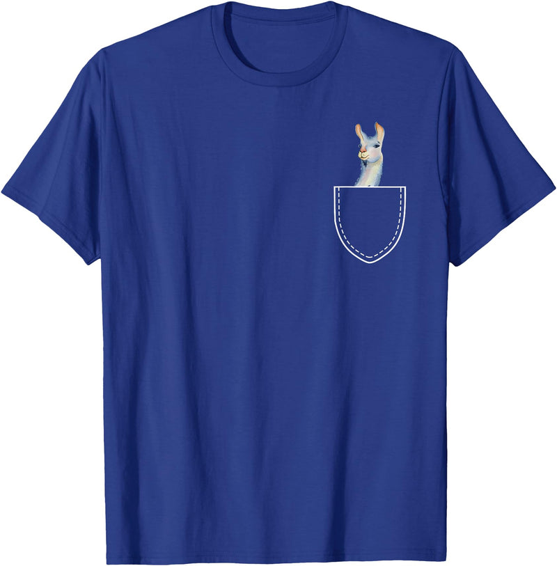 Funny Llama Gifts Llama In A Pocket - Alpaca T-Shirt - Royal Blue
