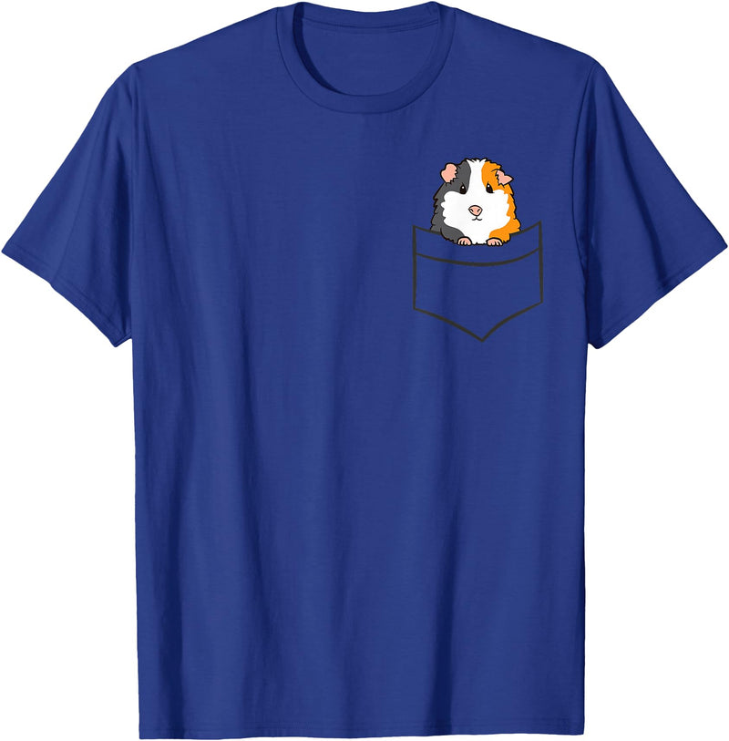 Funny Guinea Pig Lover Gifts Guinea Pig Owner Cute Pocket Guinea Pig T-Shirt - Royal Blue