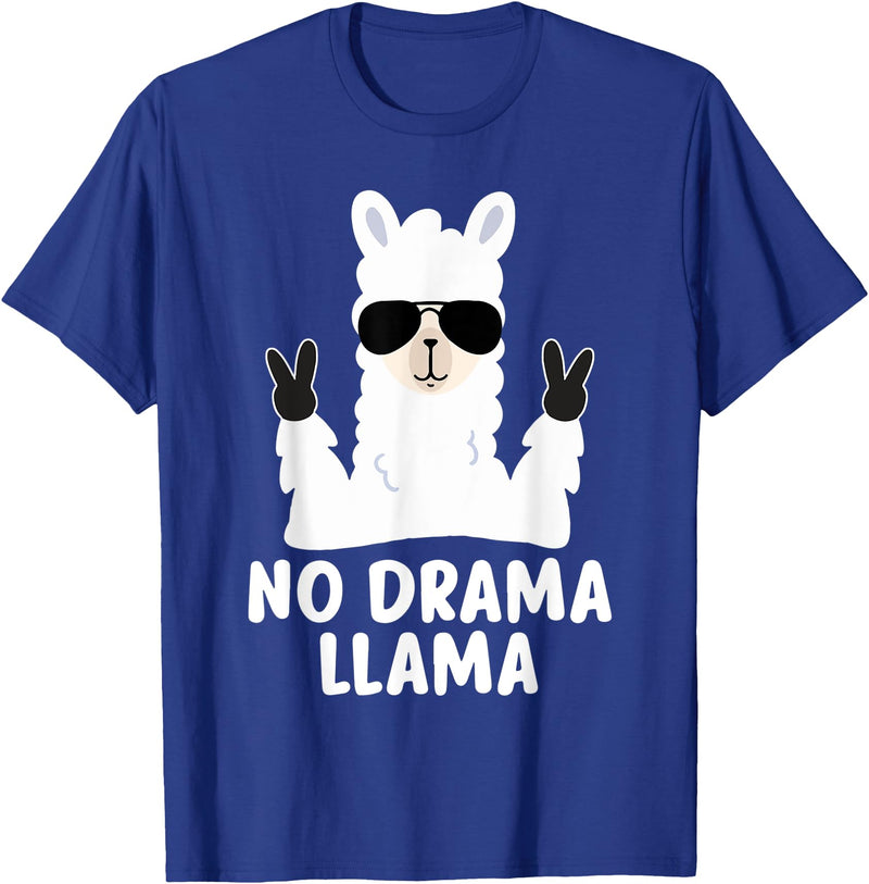 No Drama No Pob-Llama Alpaca Gifts No Drama Llama Alpaca with Sunglasses Llama Alpaca T-Shirt - Royal Blue