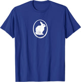 White Silhouette of a Bunny, Stylized for Rabbit Lovers T-Shirt in Royal Blue
