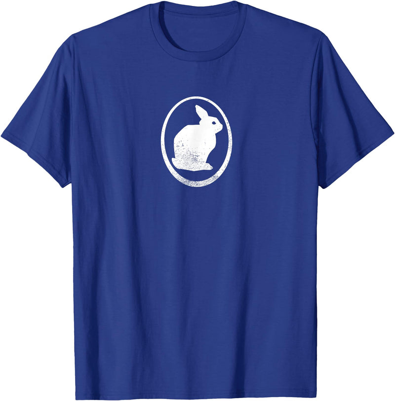 White Silhouette of a Bunny, Stylized for Rabbit Lovers T-Shirt in Royal Blue