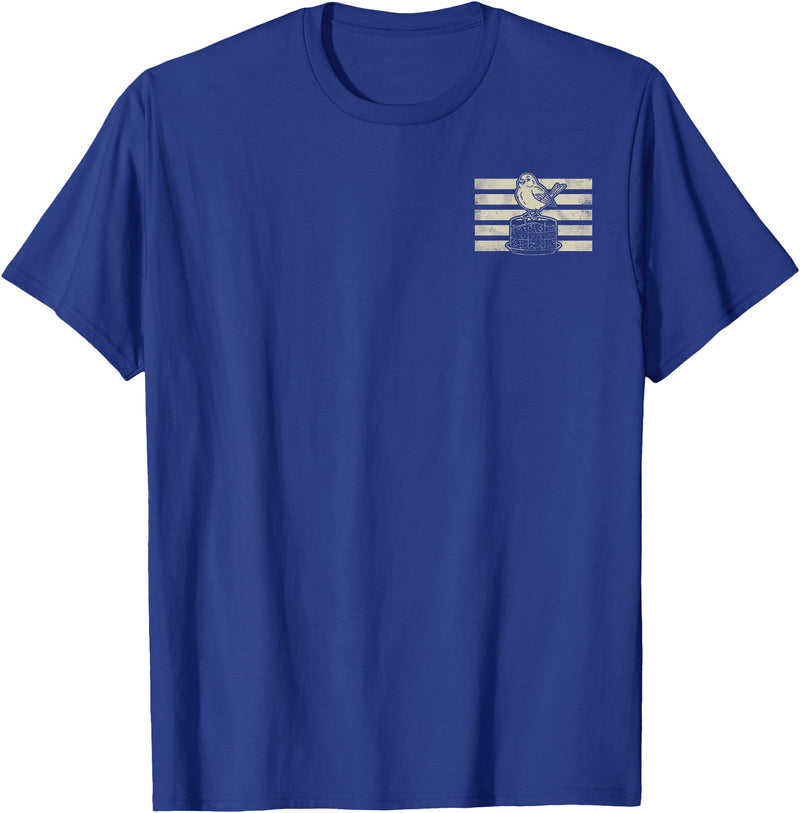 Bankrupted By Birdseed Bird Watching Humor Bankrupted By Birdseed Funny Bird Watching Lover 2 Sides T-Shirt - Royal Blue