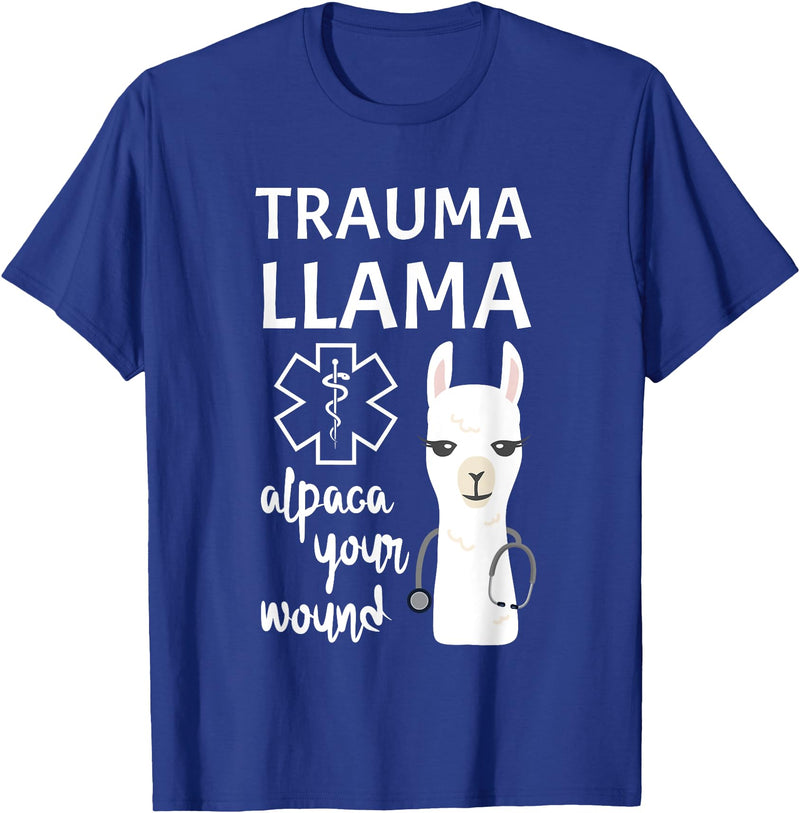 Funny Ministry Of Trauma Llama Alpaca Your Wound Llama Lover T-Shirt - Royal Blue