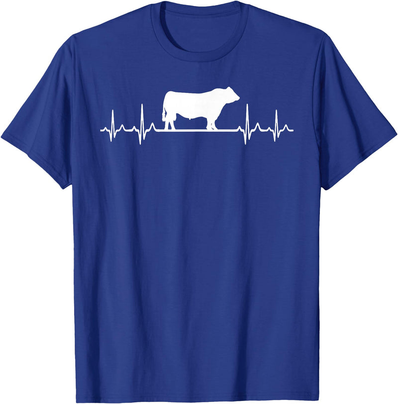Black Angus Rancher Geschenk Für Bauern Heartbeat ECG Pulse Cow Black Angus Rancher T-Shirt - Royal Blue