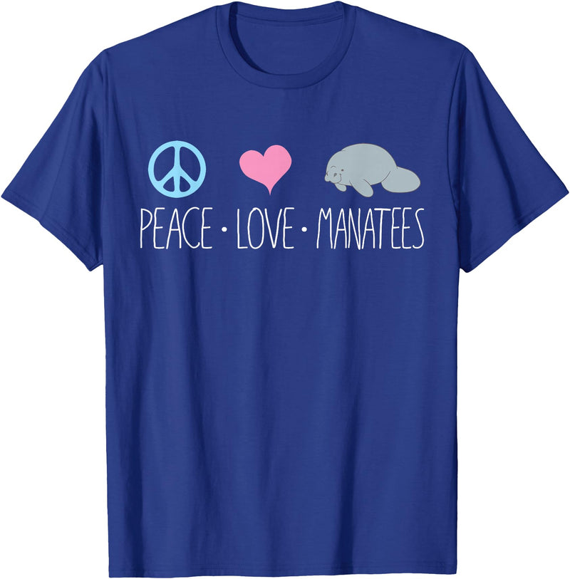 Sea Cows Tees Cute Manatee TShirt, Peace Love Manatees Chubby Sea Cow T-Shirt - Royal Blue