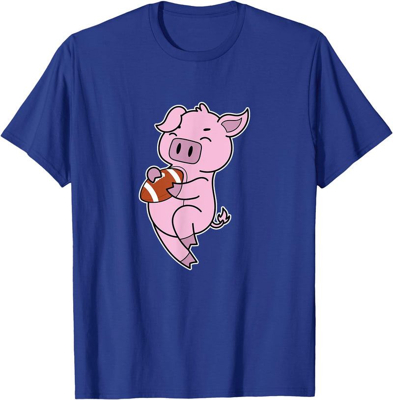 American Football USA animal Touchdown sport ball Pig plays American Football T-Shirt - Royal Blue