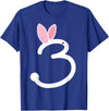 ThreeYear Old Gift Bunny Rabbit Numeral 3 for Girls and Boys T-Shirt in Royal Blue