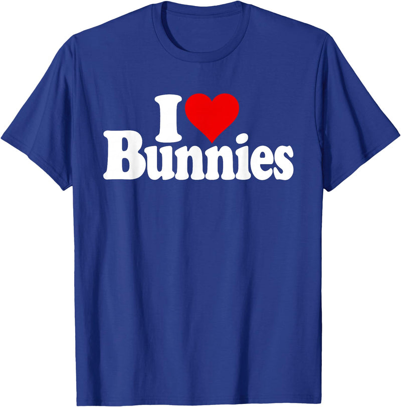 I LOVE HEART BUNNIES BUNNY RABBITS T-Shirt in Royal Blue