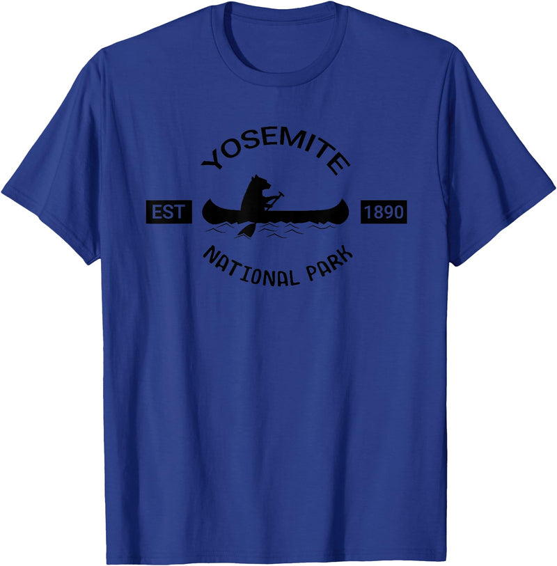 California Bear Tees California Yosemite Bear Canoe Silhouette National Parks T-Shirt - Royal Blue