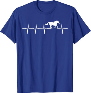 Heartbeat Horse Lover Gifts Women Men Girls Gifts Horse Lover Gifts Heart EKG Heartbeat Pulseline Cardiology T-Shirt - Royal Blue