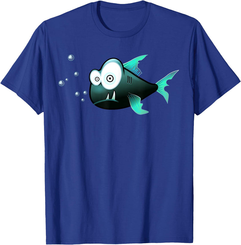 Toothy Fish Funny Snaggle-tooth Fish Art Illustration T-Shirt - Royal Blue