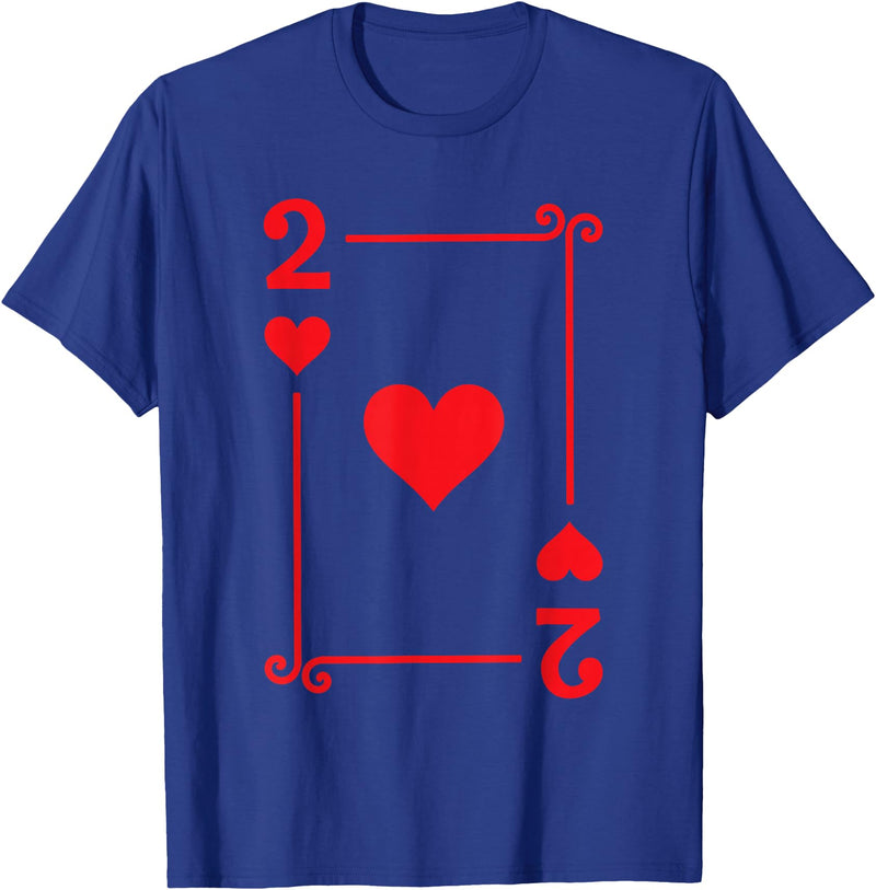Playing Card Costume Tees - 2 Hearts Card - Two Card T-Shirt - Royal Blue