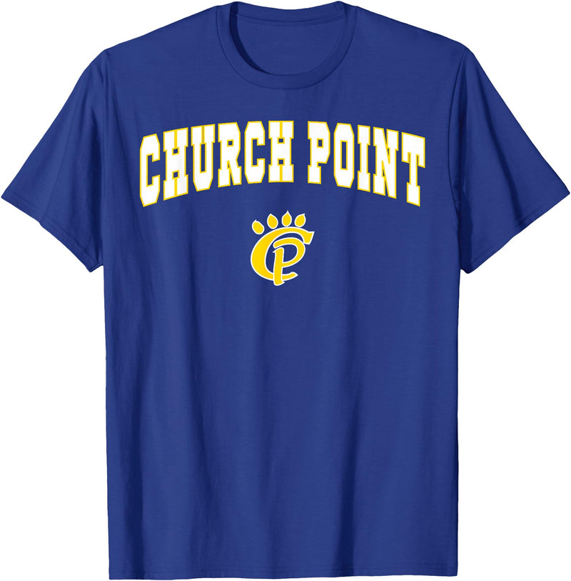Official High School Fan Gear Church Point High School Battling Bears T-Shirt C2 T-Shirt - Royal Blue