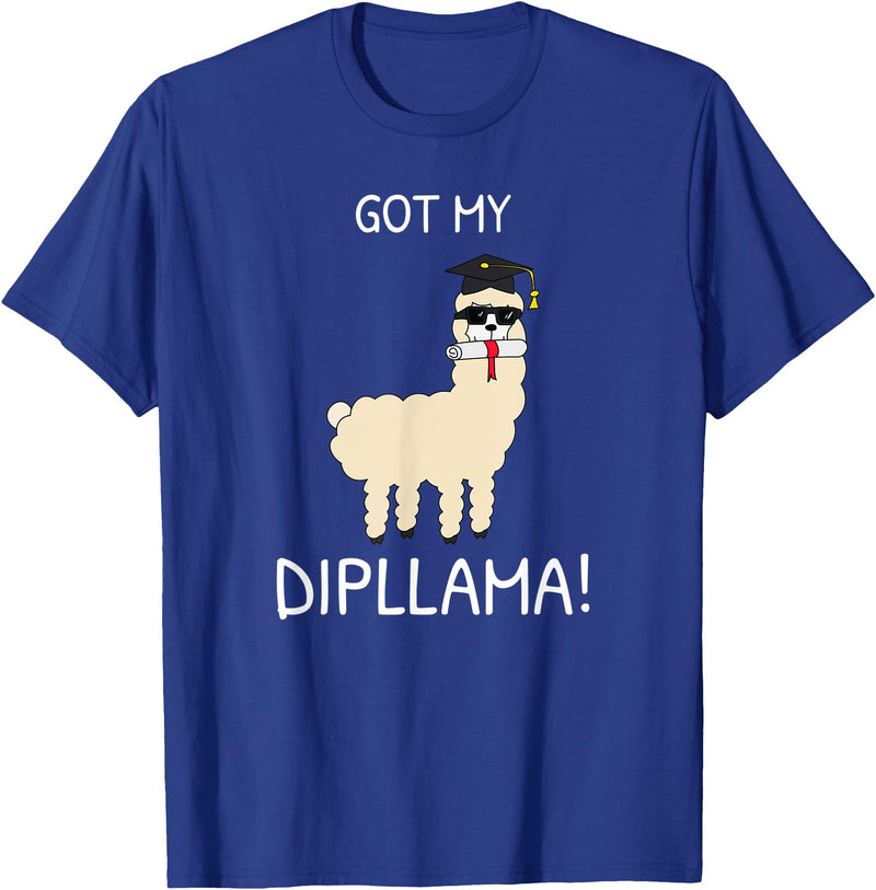 Funny Llama School Graduation Ceremony Got My Dipllama -Students School Graduation Day -Funny Llama T-Shirt - Royal Blue