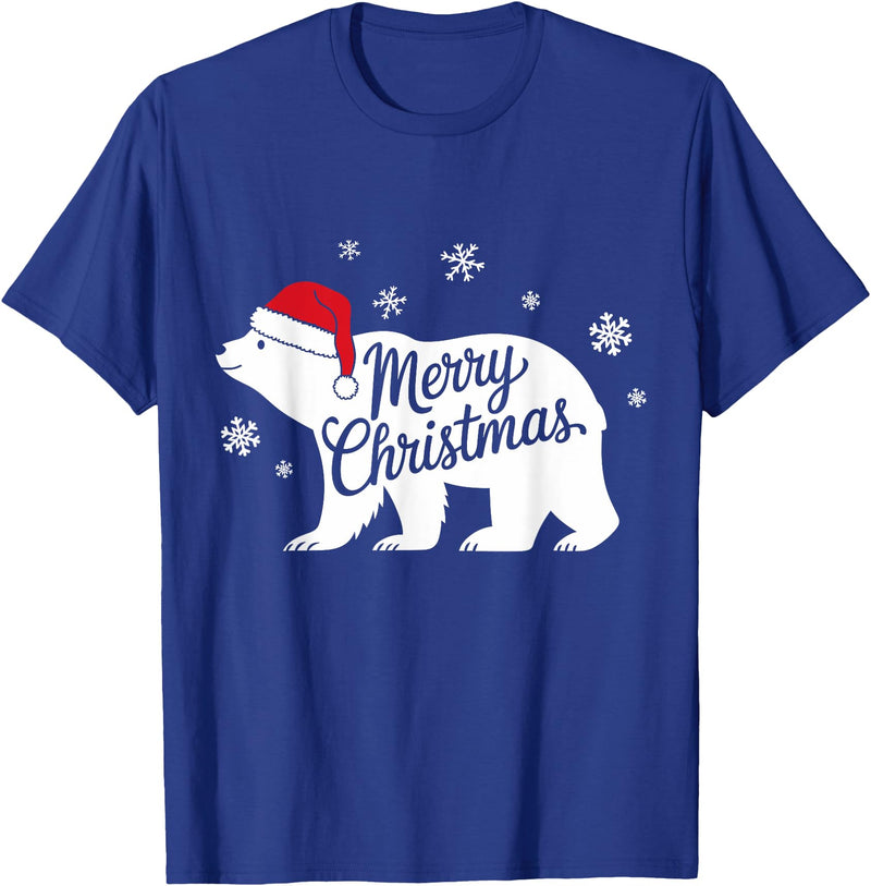 Polar Bear Animal Lover Xmas tee Polar Bear Animal Lover Xmas Santa Hat Polar Bear Christmas T-Shirt - Royal Blue