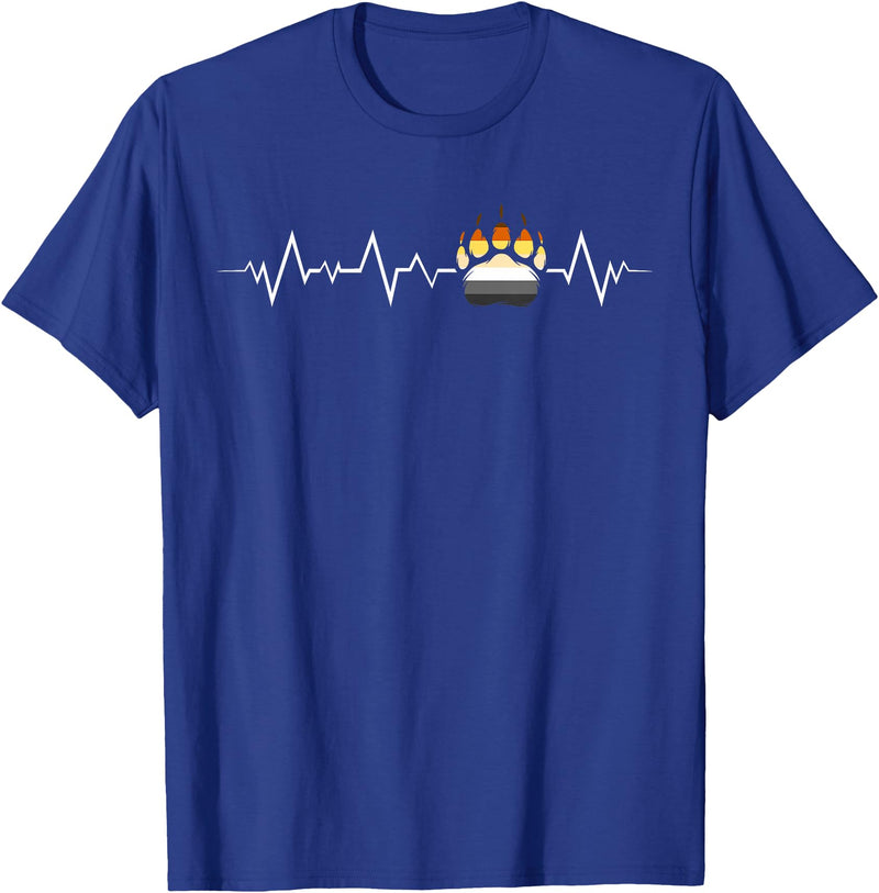 Bear Community Bear Brotherhood Gay Men Gifts Gay Bear Pride Heartbeat Paw Bear Flag Colors T-Shirt - Royal Blue